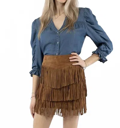 Scully Suede Fringe Skirt In Black In Brown