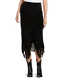 Scully Suede Leather Fringe Midi Skirt In Black
