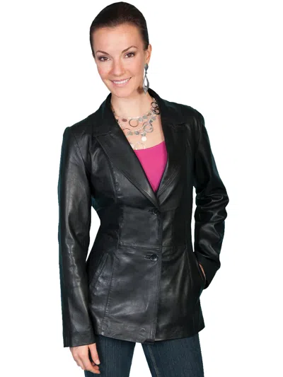 Pre-owned Scully Women's Lamb Leather Tailored Jacket L646 In Black Lamb