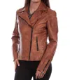 Scully Women's Sanded Leather Motorcycle Style Jacket In Brown