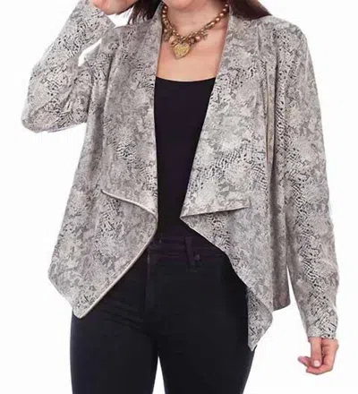 Scully Zip Drape Cross-over Jacket In Beige Snake In Multi