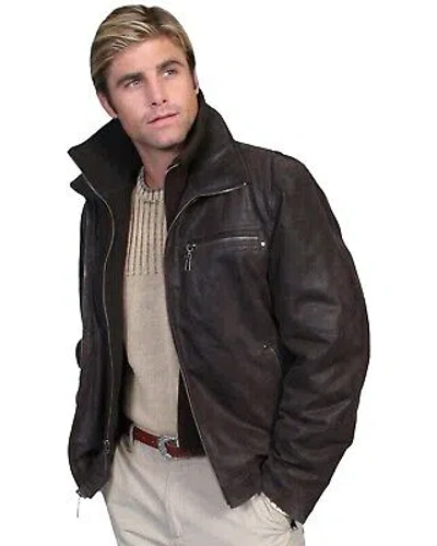 Pre-owned Scully Zip-out Front And Collar Lambskin Jacket - 400-63 In Brown