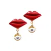 Sculp Women's Red / Gold Protective Kiss Dangle Earrings
