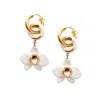 Sculp Women's White / Gold Dangle Orchid Earrings In Multi