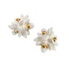 Sculp Women's White / Gold Don't Forget Me Flower Stud Earrings In Multi