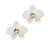Sculp Women's White / Gold Orchid Stud Earrings In Multi