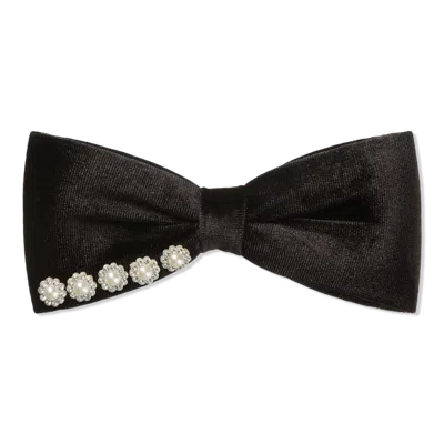 Scünci Elite Black Bow Barrette With Pearls