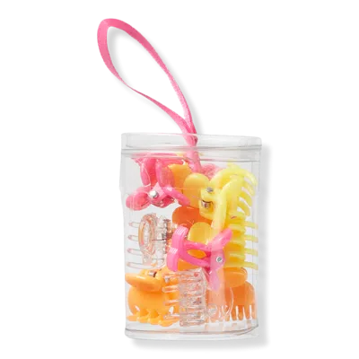 Scünci Style Chemistry Mini Claw Clips In Cylinder - Pink/orange/yellow/clear