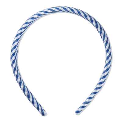 Scünci Summer Social Gingham Headband - Blue And White In Multi