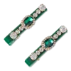 Scünci Wicked Green Velvet-wrapped Salon Clips With Stones