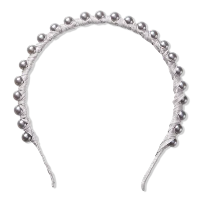 Scünci Wrapped Pearl Headband - Grey In Gray