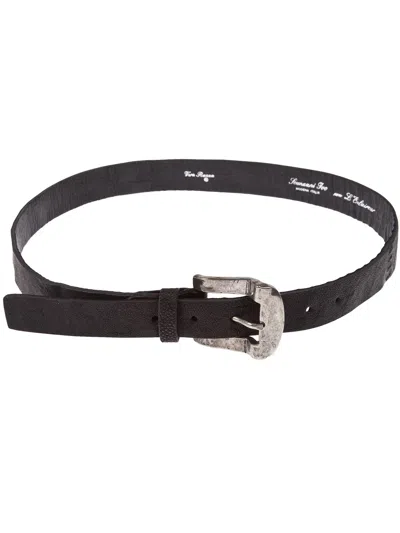 Scunzani Ivo Shargreen Leather Belt In Black