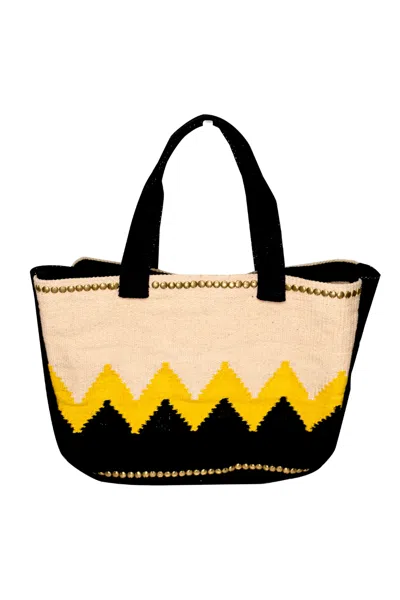 Sd Basics Black &amp; Yellow Zigzag Tote Bag