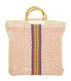 Sd Basics Fabric Tote Bag With Wooden Handles Multi
