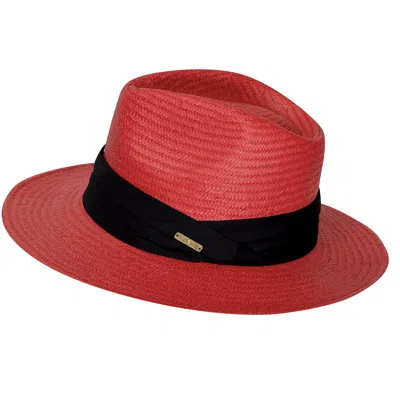 Sd Basics Panama Hat Red With Black Band