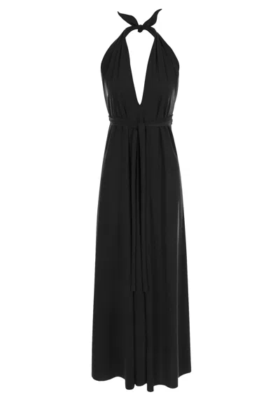Sdress Women's Black / Pink / Purple Lucy Halterneck Dress With Sashes In Black/pink/purple