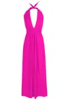 Sdress Women's Green / Black / Pink Lucy Halterneck Dress With Sashes Pink In Green/black/pink