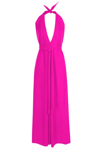 Sdress Women's Green / Black / Pink Lucy Halterneck Dress With Sashes Pink In Green/black/pink