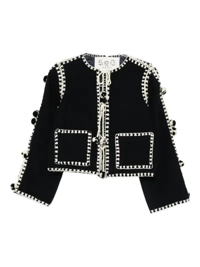 SEA ADDISON CROCHET-POMPOM JACKET