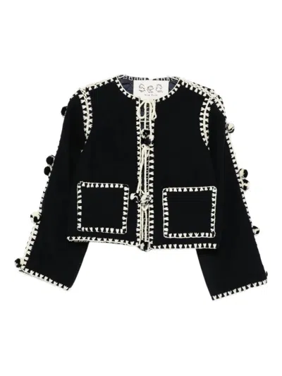 Sea Addison Pom Pom Jacket In Blue