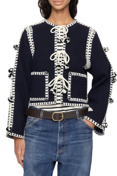 Sea Addison Pom Pom Jacket In Navy In Blue
