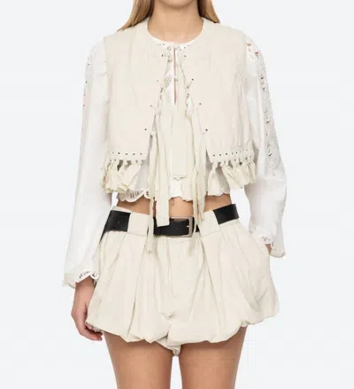 Sea Adele Front Tie Vest In White In Neutral