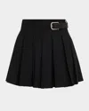 Sea Adeline Wool Suiting Belted Pleat Miniskirt Black In Black