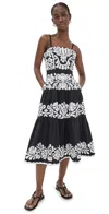 Sea Agathe Appliqued Midi Dress In Black