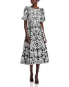 Sea Agathe Appliqued Puff Sleeve Dress In Black