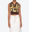 Sea Agnes Crochet Vest In Multi Brown In Brown