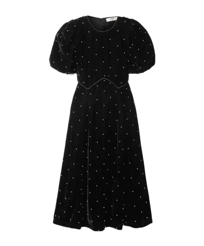 Sea Alberta Embellished Velvet Midi Dress In Black