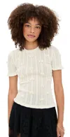 Sea Alberta Pearl Short Sleeve Knit Top Cream In White