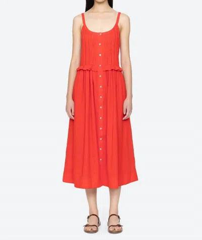 Sea Alberte Solid Tank Dress In Red