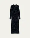 Sea Alia Mock-neck Burnout Velvet Midi Dress In Navy