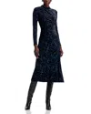 Sea Alia Mock-neck Burnout Velvet Midi Dress In Navy