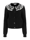 SEA ALICE EMBROIDERY BATTENBERG CARDIGAN IN BLACK