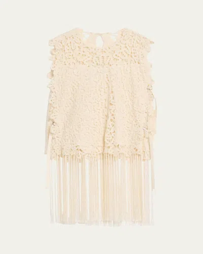 Sea Alina Embroidered Fringe Top In Neutral