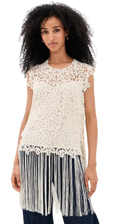 Sea Alina Lace Halter Neck Top Cream In White