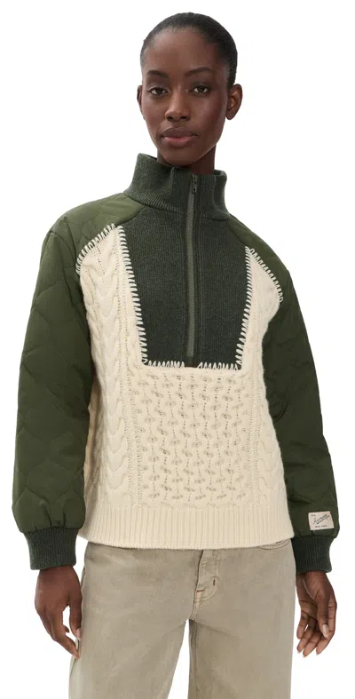 Sea Allen Cable Half Zip Combo Pullover Army