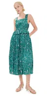 Sea Amara Marble Print Ruched Dress Green In Green
