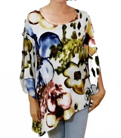 Sea & Anchor Lightweight Asymmetrical Tunic In Olive/blue/red In Multi