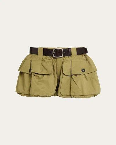 Sea Andrea Workwear Bubble-hem Shorts In Green