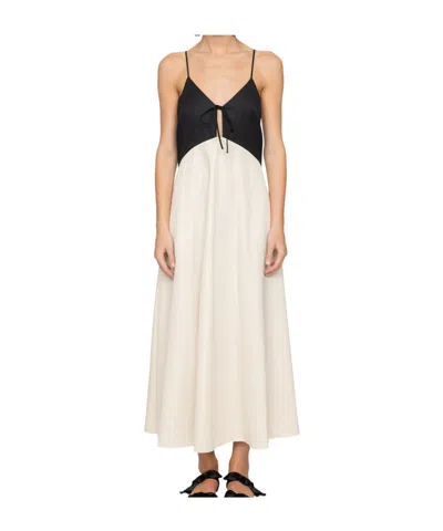 Sea Angelina Two-tone Twill Maxi Dress In Neutral