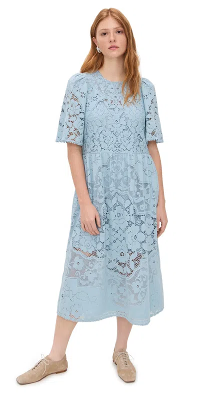 Sea Arianna Lace Midi Dress Blue