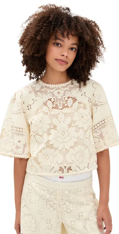 Sea Arianna Lace Short Sleeve Top Cream In Neutral