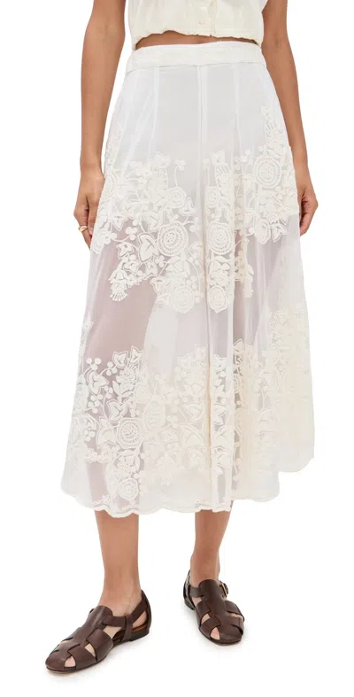 Sea Arielle Lace Flared Pants Cream In White