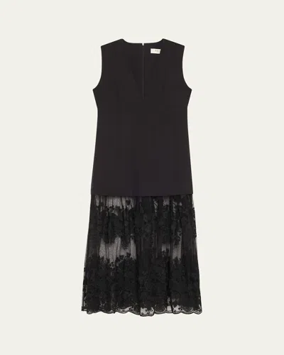 Sea Arielle Lace V-neck Midi Dress In Black