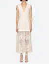 Sea Arielle Linen And Cotton-blend And Embroidered Tulle Midi Dress In Neutral