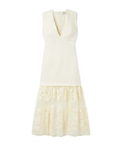 Sea Arielle Lace-insert V-neck Midi Dress In White