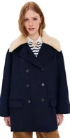 Sea Astra Double Faced Peacoat Navy In Blue